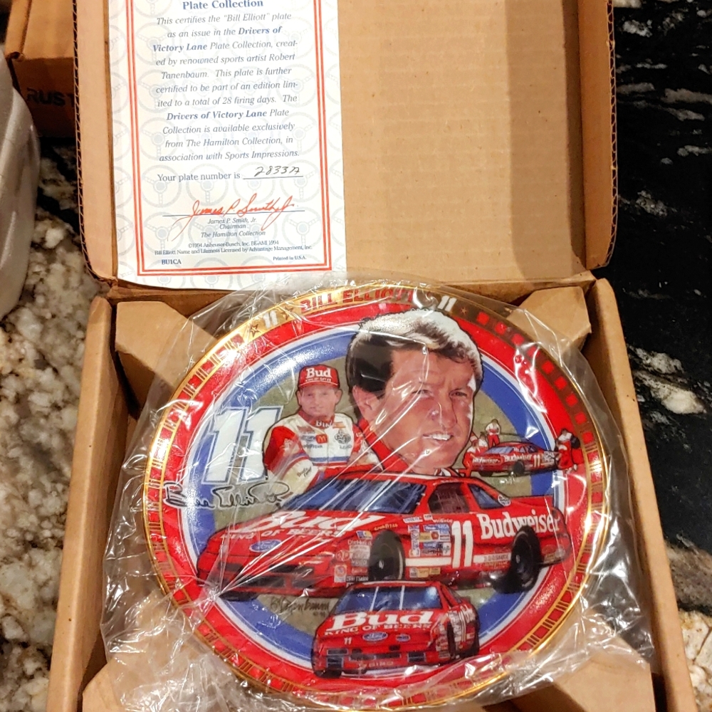 Bill Elliott Silver Anniversary Racing Plate Nascar Anheuser-Busch 1994 Vintage